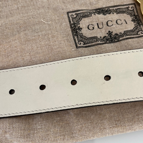 AUTHENTIC Gucci GG Marmont Wide Belt White Ivory Leather main image 10